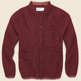 Wool Fleece Cardigan - Berry - Universal Works - STAG Provisions - Tops - Sweater