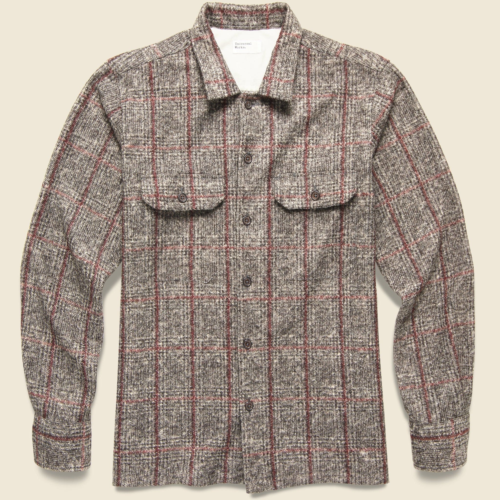 Utility Shirt - Brown Bari Fleece - Universal Works - STAG Provisions - Tops - L/S Woven - Plaid