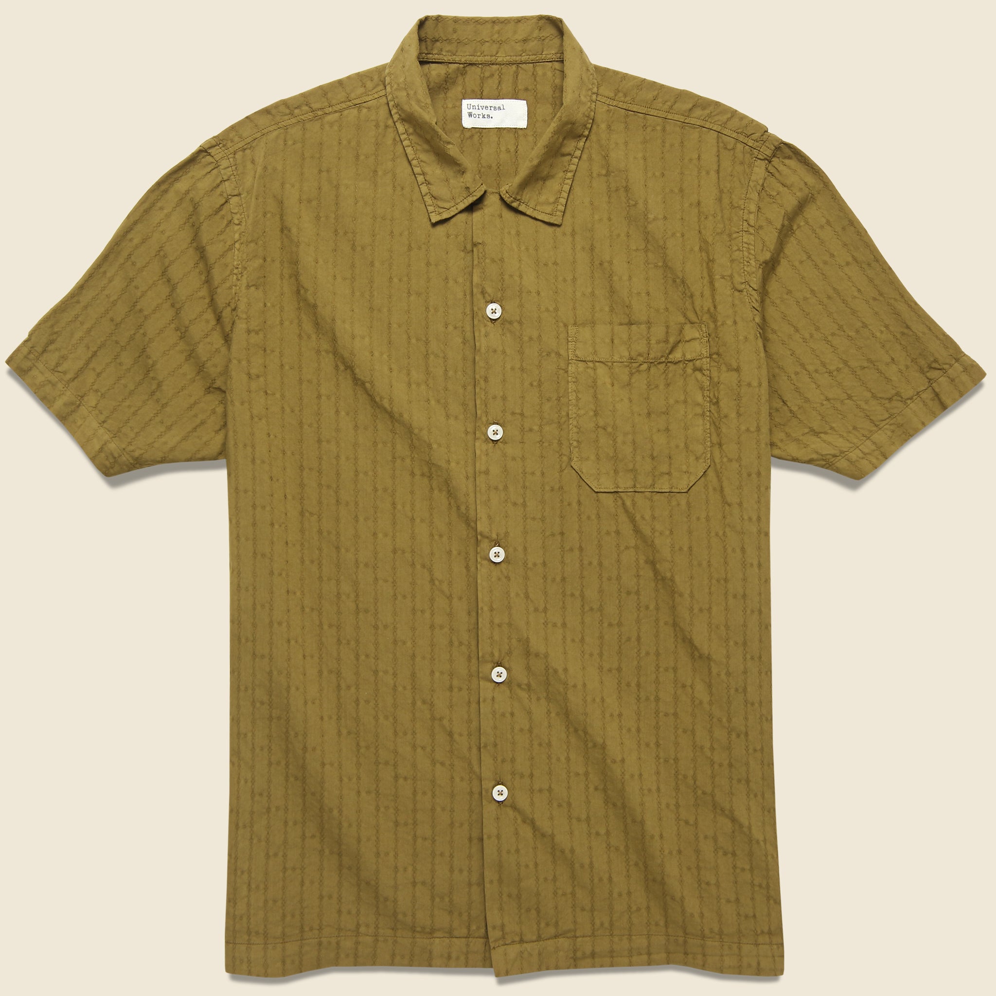 Road Shirt - Khaki Jacquard - Universal Works - STAG Provisions - Tops - S/S Woven - Other Pattern