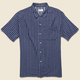 Road Shirt - Navy Hendrix Stripe - Universal Works - STAG Provisions - Tops - S/S Woven - Stripe