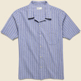 Road Shirt - Blue Elton 2 Stripe - Universal Works - STAG Provisions - Tops - S/S Woven - Stripe