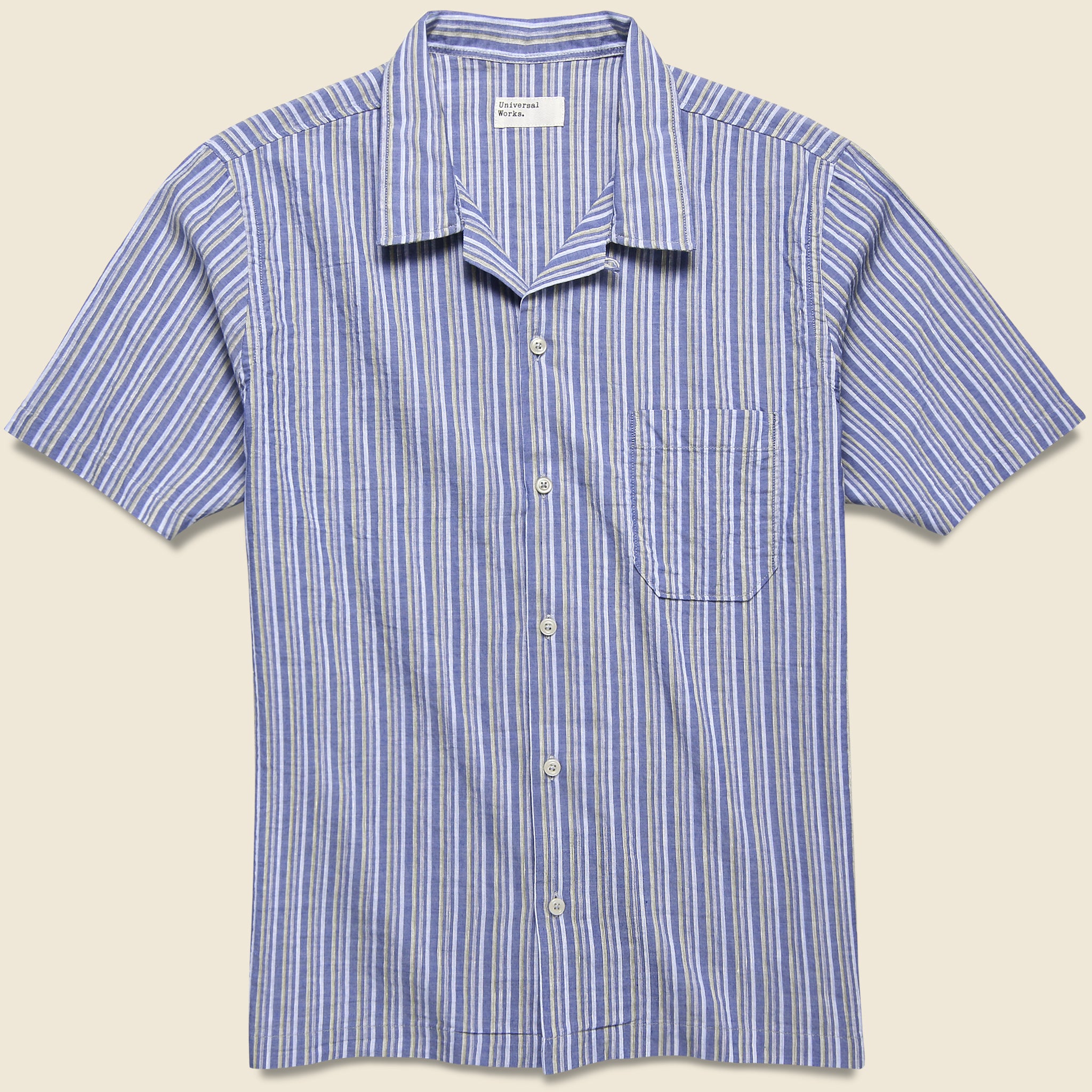 Road Shirt - Blue Elton 2 Stripe - Universal Works - STAG Provisions - Tops - S/S Woven - Stripe