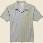 Road Shirt - Olive Elton 2 Stripe - Universal Works - STAG Provisions - Tops - S/S Woven - Stripe