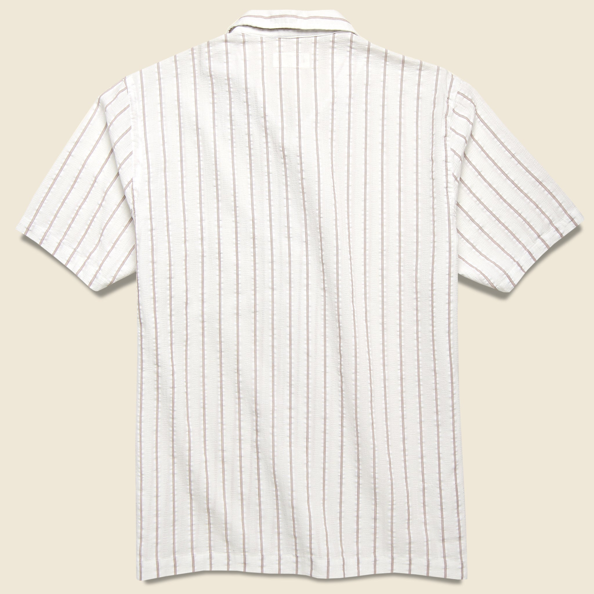 Road Shirt - White/Raisin Rancho Stripe - Universal Works - STAG Provisions - Tops - S/S Woven - Stripe
