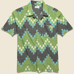 Zig Zag Ikat Road Shirt - Green - Universal Works - STAG Provisions - Tops - S/S Woven - Other Pattern