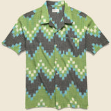 Zig Zag Ikat Road Shirt - Green - Universal Works - STAG Provisions - Tops - S/S Woven - Other Pattern