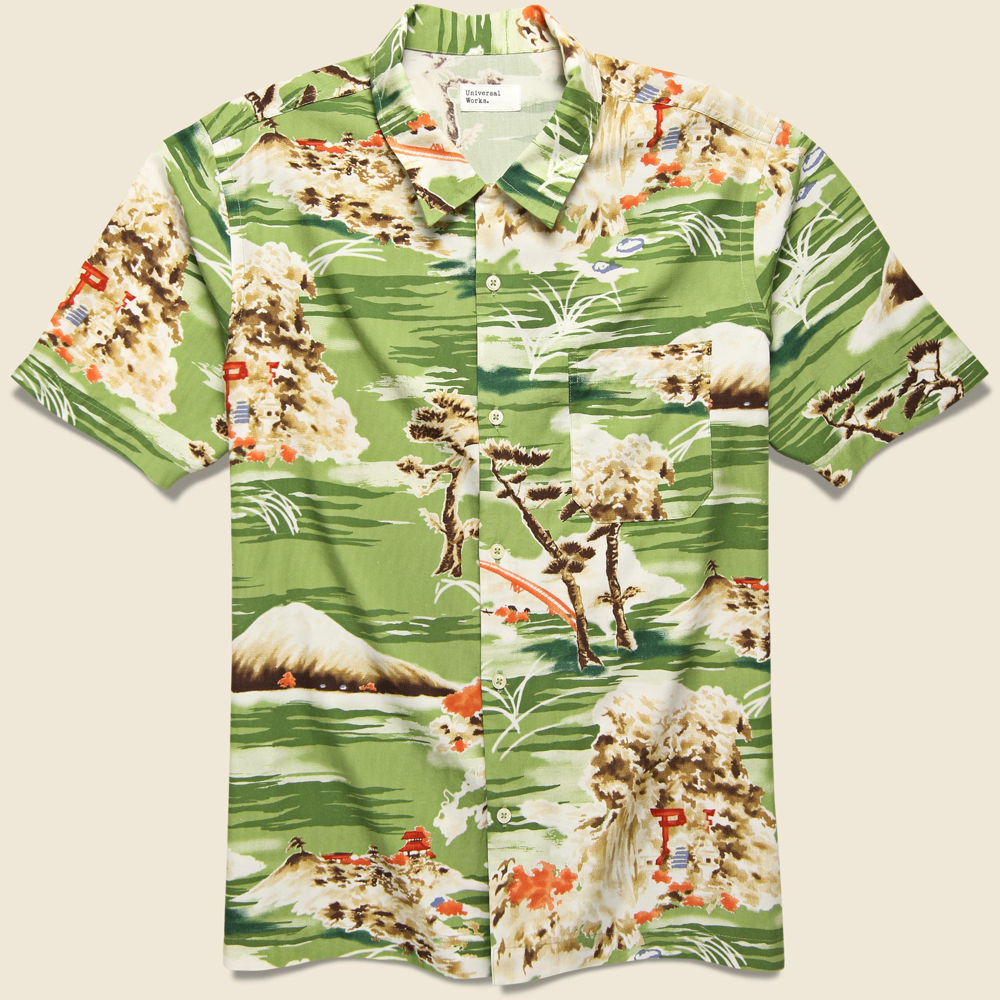 Fuji Summer Print Road Shirt - Green - Universal Works - STAG Provisions - Tops - S/S Woven - Other Pattern