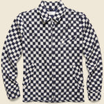 Double Ikat Chequerboard Windcheater Jacket - Indigo/White - Universal Works - STAG Provisions - Outerwear - Coat / Jacket