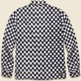 Double Ikat Chequerboard Windcheater Jacket - Indigo/White - Universal Works - STAG Provisions - Outerwear - Coat / Jacket