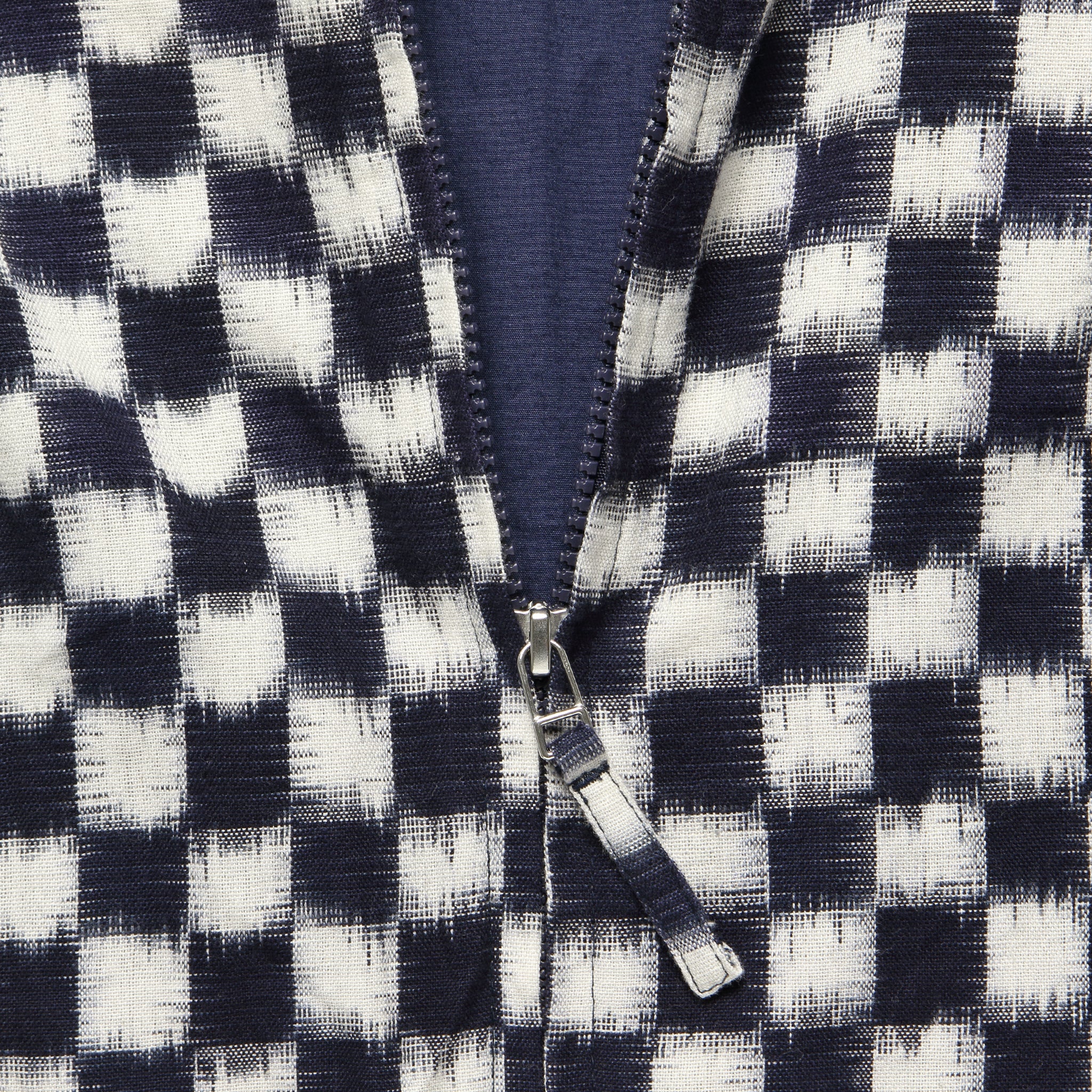 Double Ikat Chequerboard Windcheater Jacket - Indigo/White - Universal Works - STAG Provisions - Outerwear - Coat / Jacket