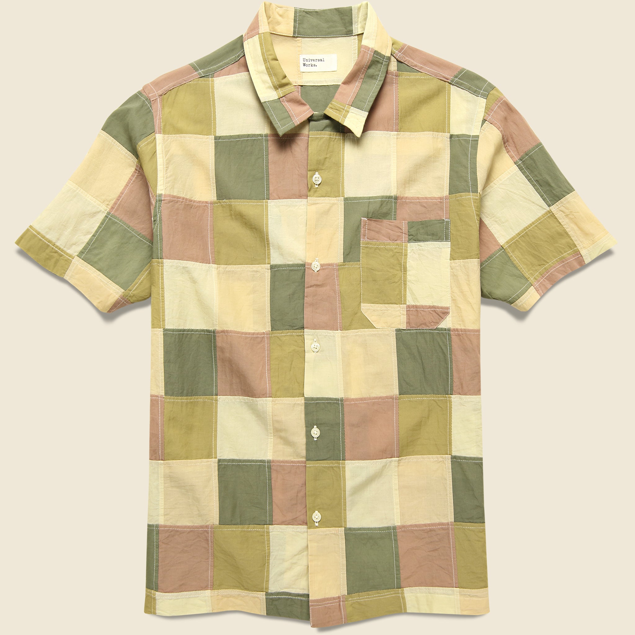 Patchwork Check Road Shirt - Sand - Universal Works - STAG Provisions - Tops - S/S Woven - Other Pattern