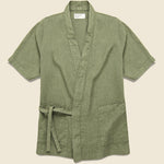 Short Sleeve Linen Kyoto Workshirt - Bright Olive - Universal Works - STAG Provisions - Tops - S/S Woven - Solid