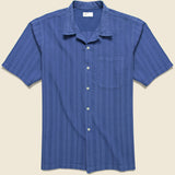 Flag Self Stripe Camp Shirt - Blue - Universal Works - STAG Provisions - Tops - S/S Woven - Solid
