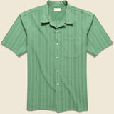 Flag Self Stripe Camp Shirt - Green - Universal Works - STAG Provisions - Tops - S/S Woven - Solid
