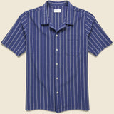 Maui Stripe Camp Shirt - Navy - Universal Works - STAG Provisions - Tops - S/S Woven - Stripe