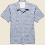 Porto Cotton Camp Shirt - White/Blue - Universal Works - STAG Provisions - Tops - S/S Woven - Other Pattern
