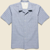 Porto Cotton Camp Shirt - White/Blue - Universal Works - STAG Provisions - Tops - S/S Woven - Other Pattern