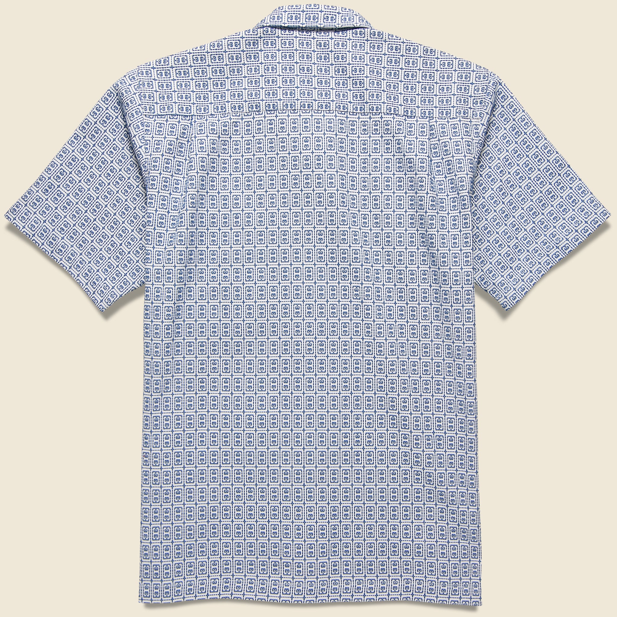 Porto Cotton Camp Shirt - White/Blue - Universal Works - STAG Provisions - Tops - S/S Woven - Other Pattern