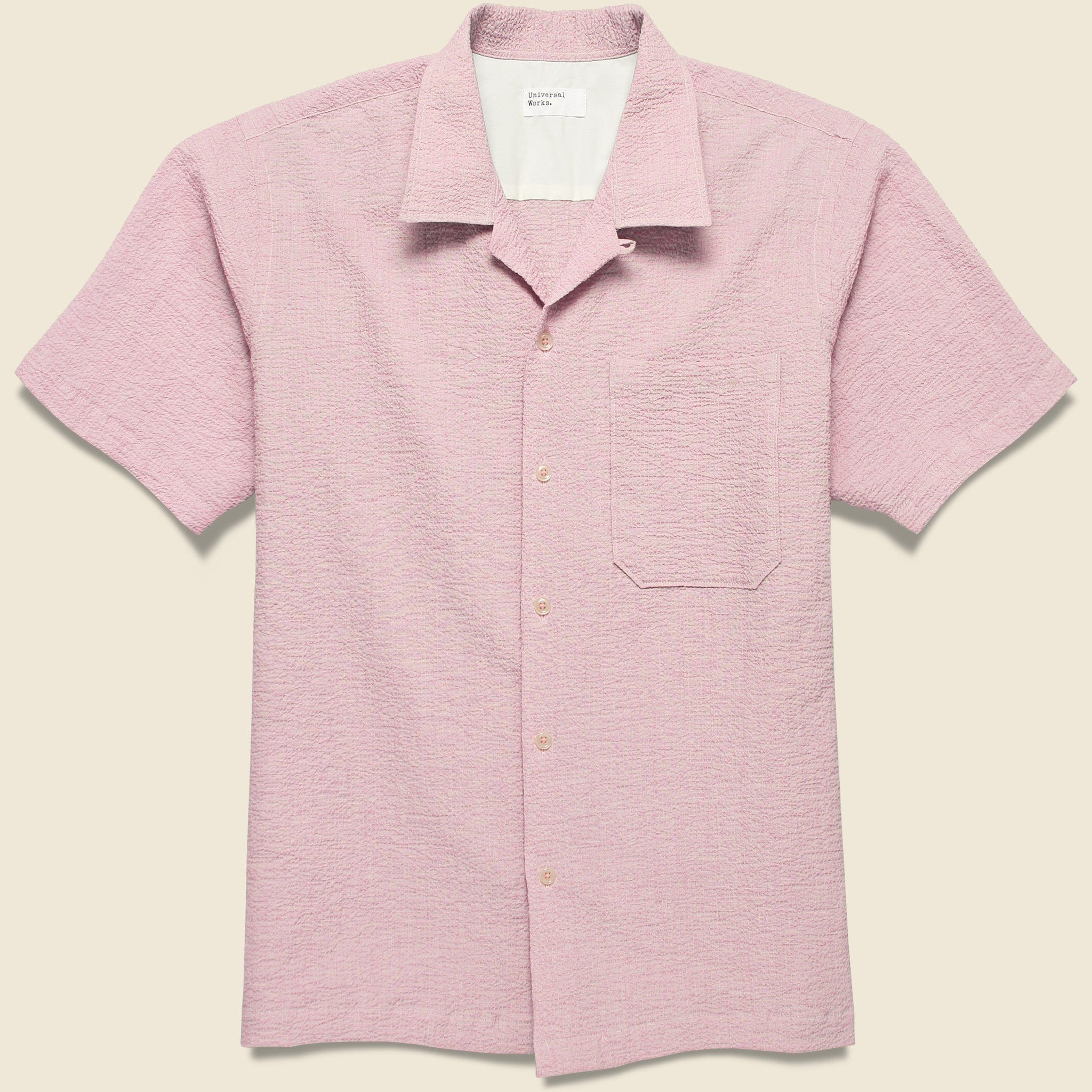 Seersucker Camp Shirt - Pink - Universal Works - STAG Provisions - Tops - S/S Woven - Seersucker