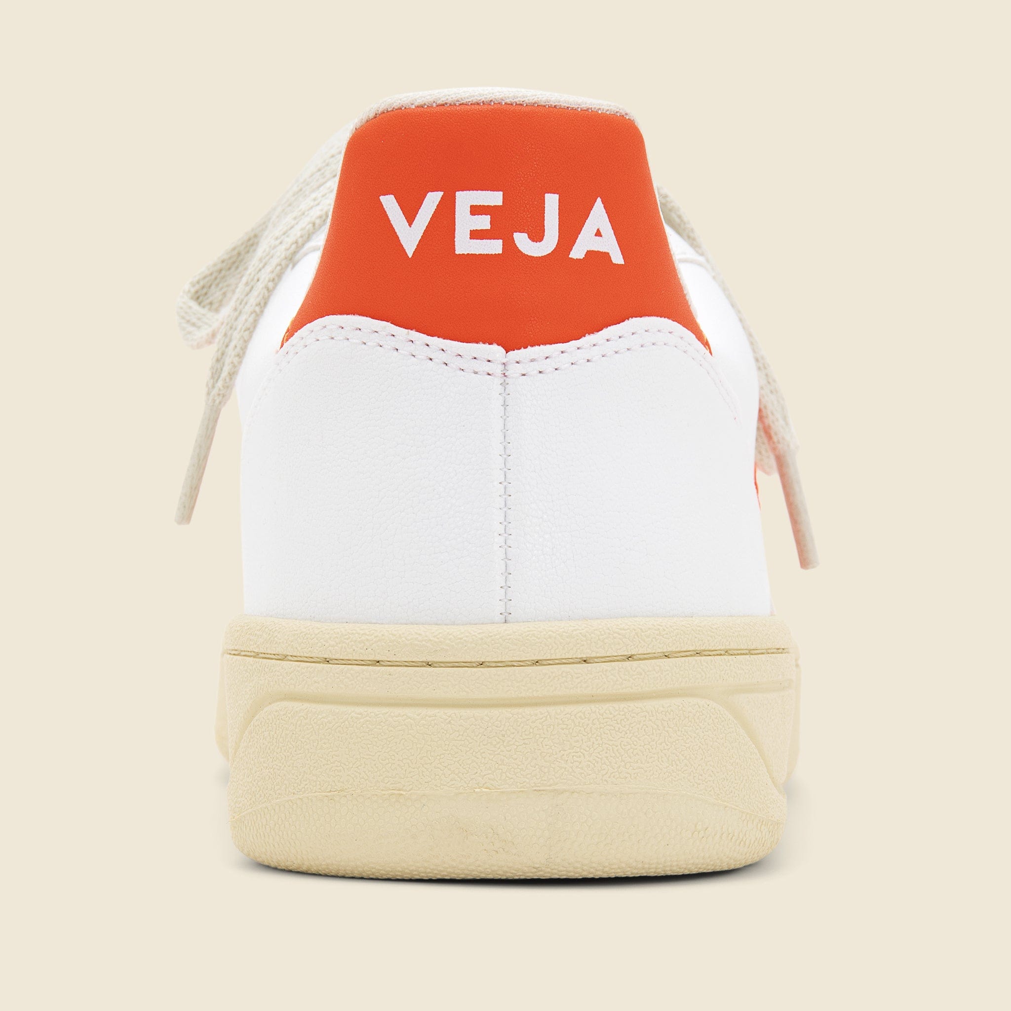 V-10 Leather Sneaker - White/Orange Fluo - Veja - STAG Provisions - Shoes - Athletic