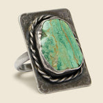 Carved & Stamped Turquoise Flattop Ring - Vintage - STAG Provisions - One & Done - Accessories & Jewelry