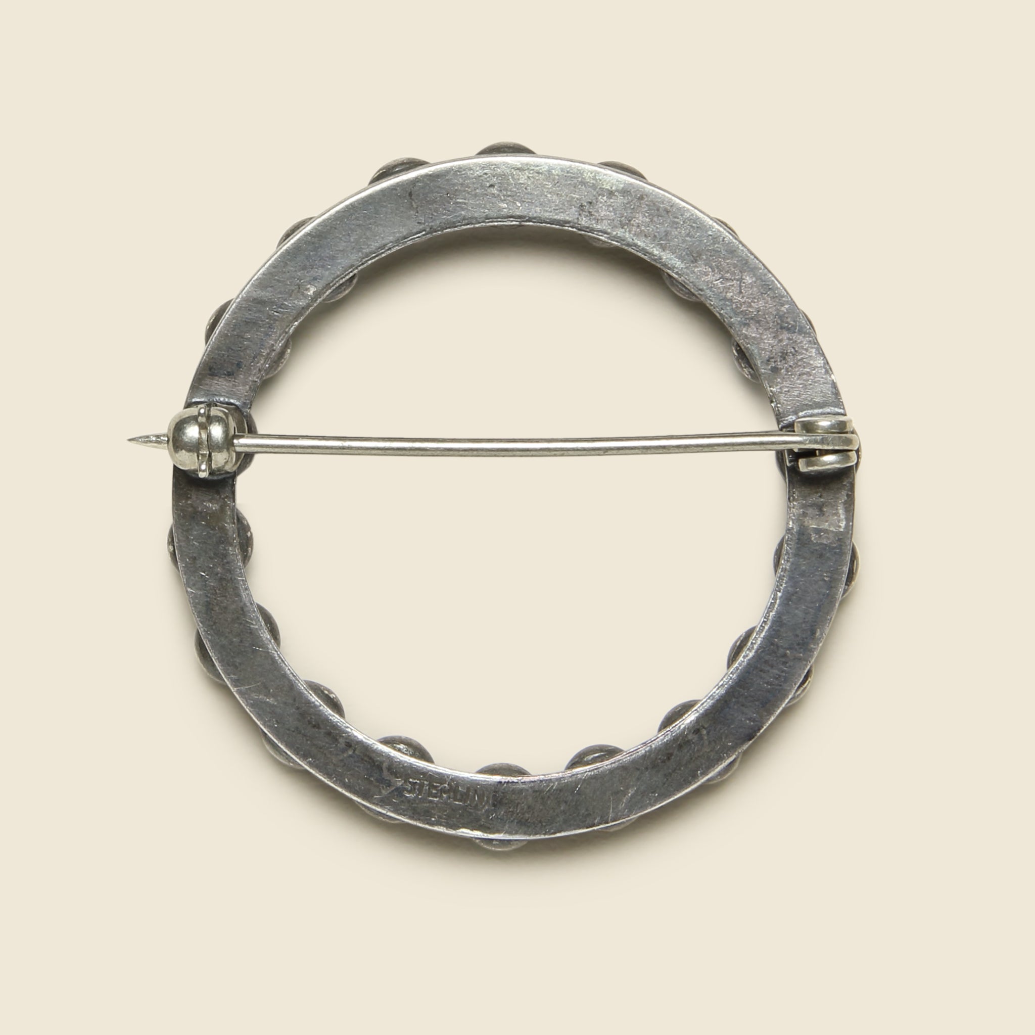 Petit Point Circle Pin - Sterling Silver - Vintage - STAG Provisions - One & Done - Accessories & Jewelry