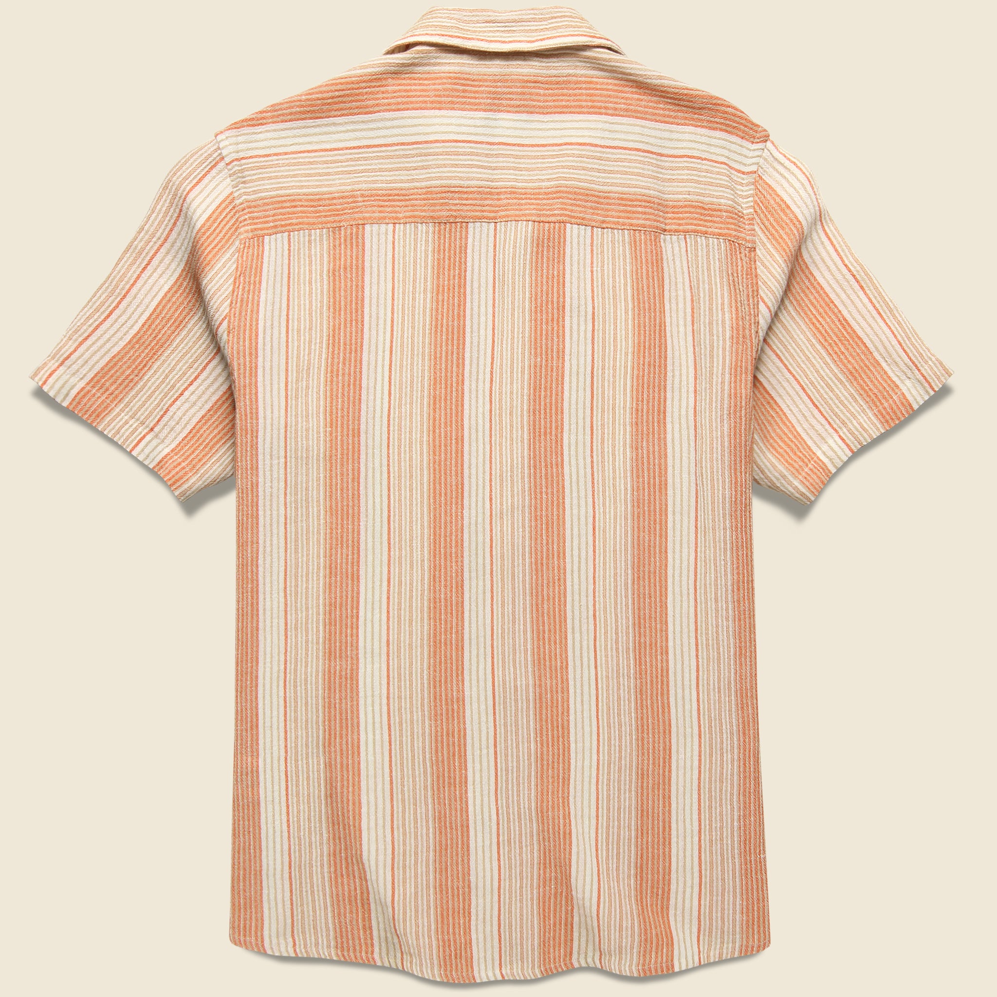 Crinkle Stripe Shirt - Orange - Wax London - STAG Provisions - Tops - S/S Woven - Stripe
