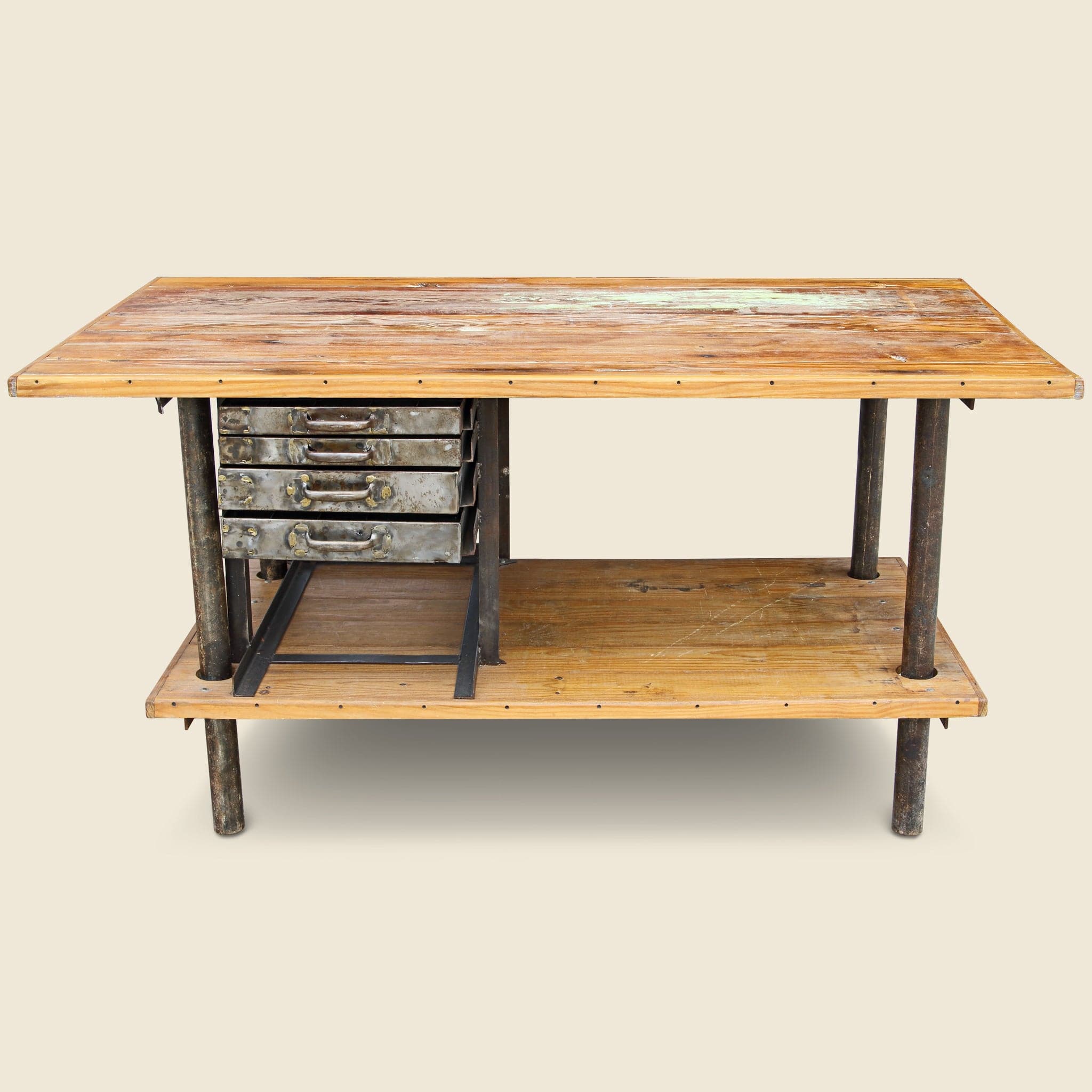 Wooden Industrial Table with Metal Drawers - Vintage - STAG Provisions - One & Done - Furniture