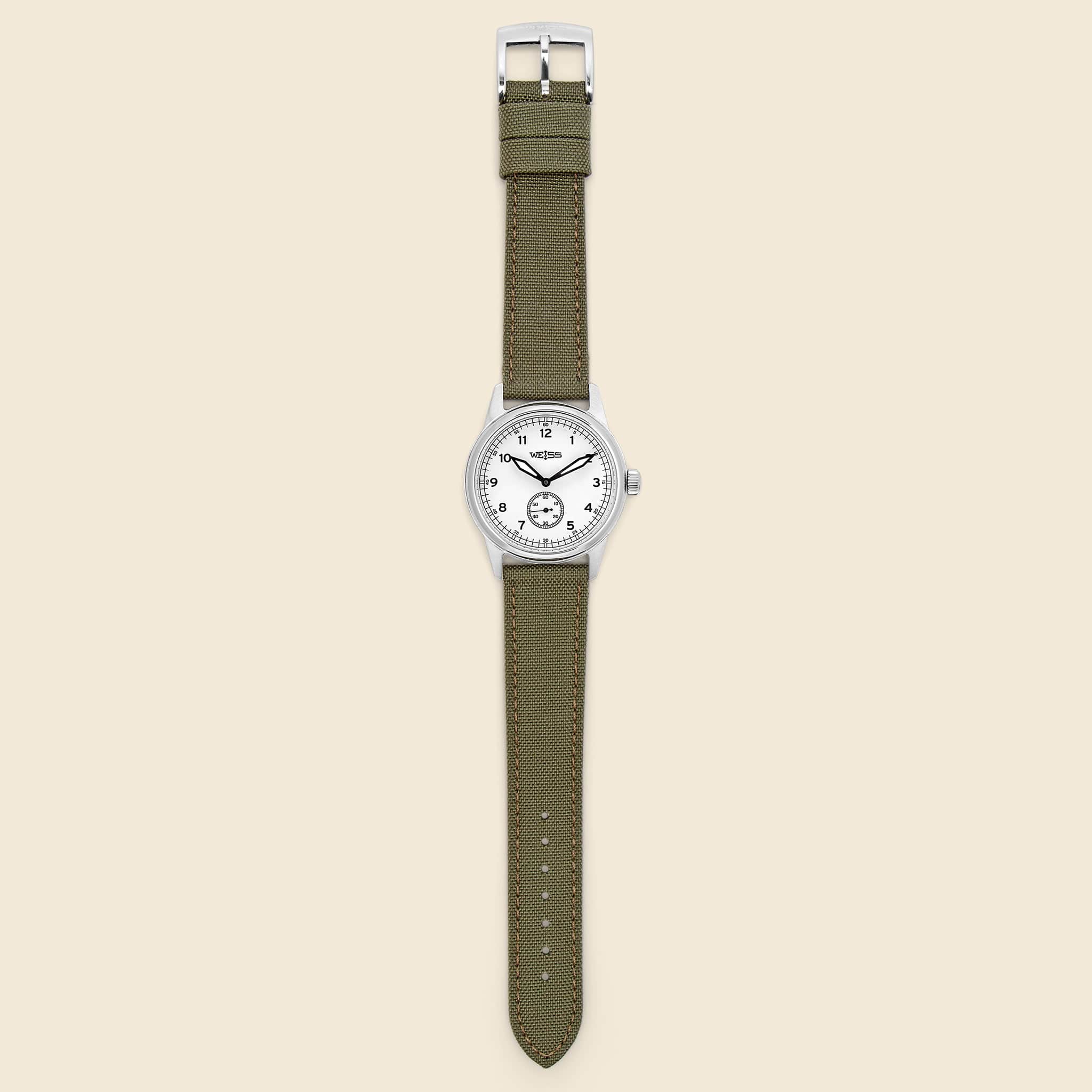 Standard Issue Field Watch 38mm - White/Olive - Weiss Watch Co - STAG Provisions - Accessories - Watches