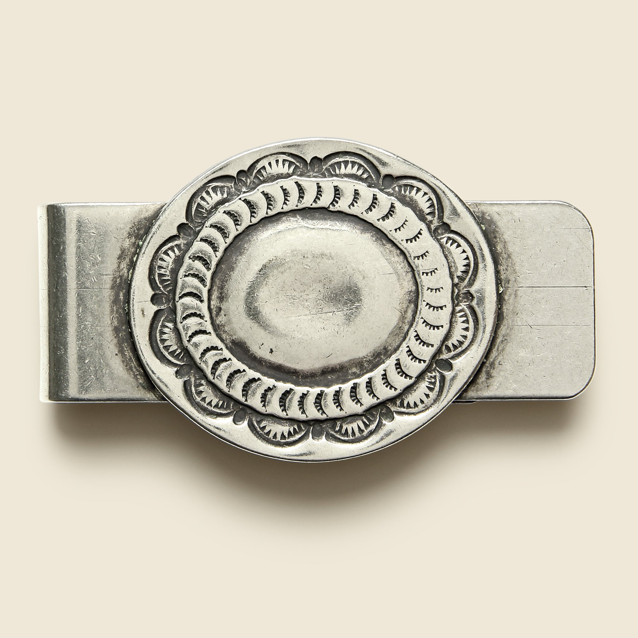 Carved Oval Concho Money Clip - Nickel Silver - Yuketen - STAG Provisions - Accessories - Wallets