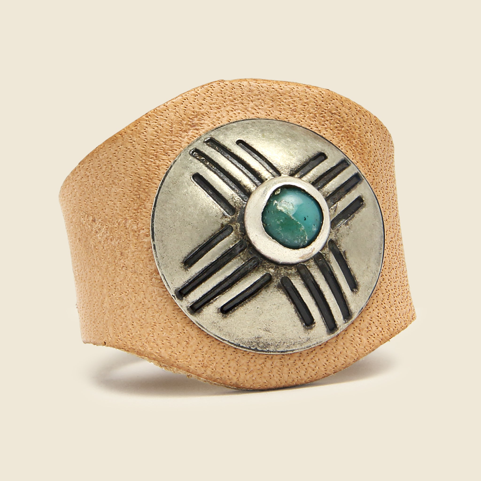 Concho Ring Jr. - Leather/Turquoise - Yuketen - STAG Provisions - Accessories - Rings