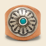 Leather Concho Ring - Tan/Turquoise - Yuketen - STAG Provisions - Accessories - Rings