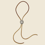 Leather Bolo Tie with Concho - Brown/Turquoise - Yuketen - STAG Provisions - Accessories - Necklaces