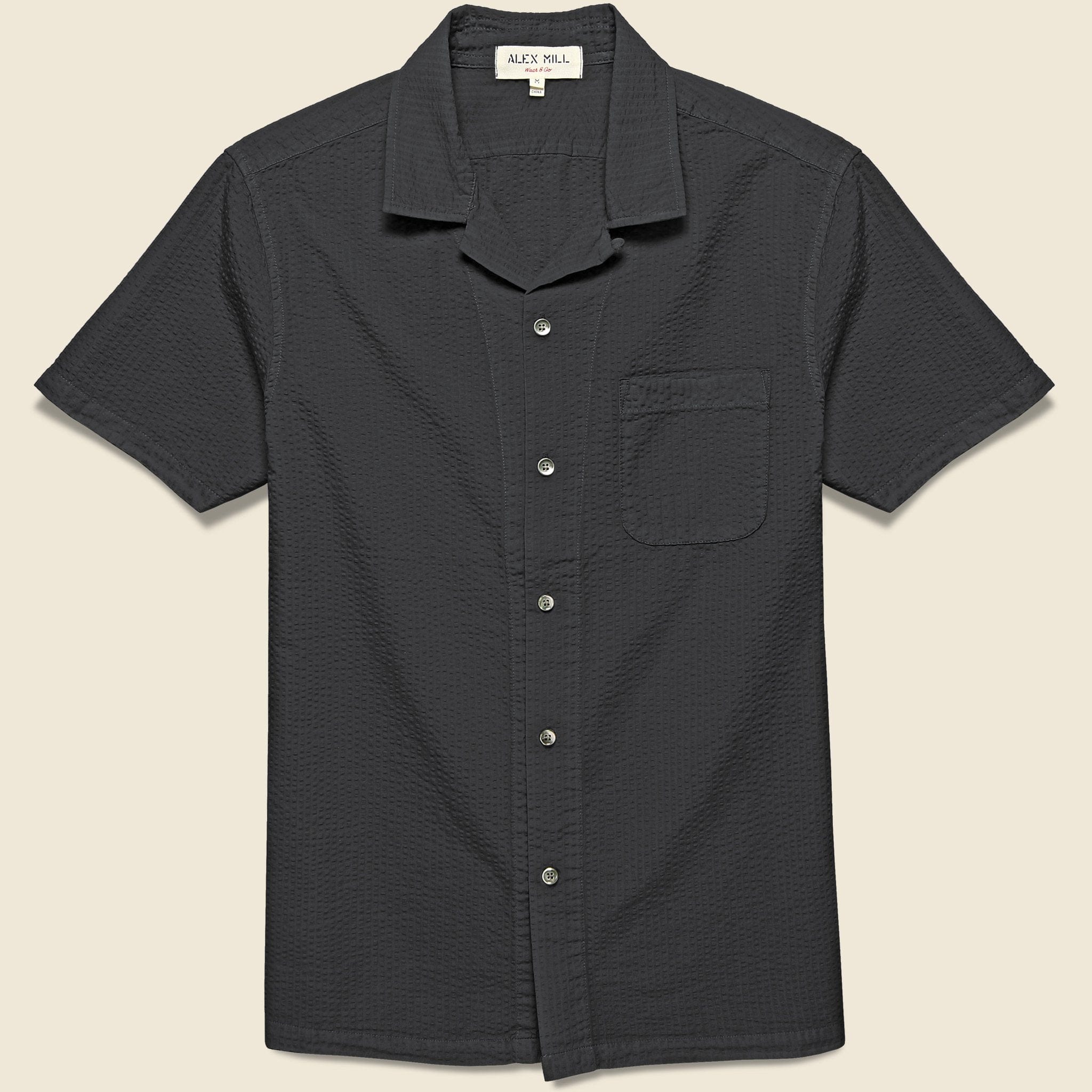 Seersucker Camp Shirt - Washed Black - Alex Mill - STAG Provisions - Tops - S/S Woven - Other Pattern